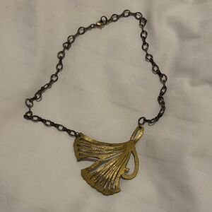 Gold Leather Pendant Necklace